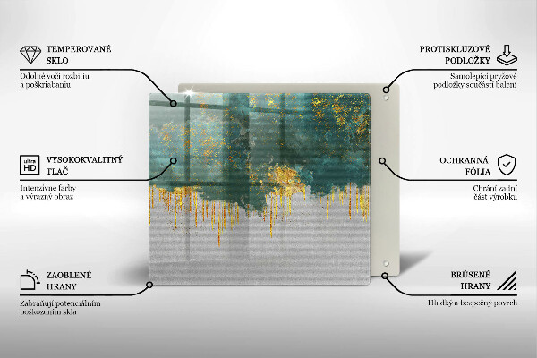 Sklo za varnou desku Abstrakce se zlatem