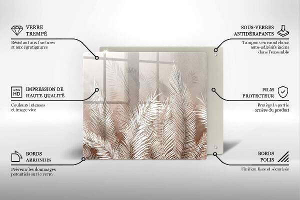 Sklo za varnou desku Boho vegetační listy