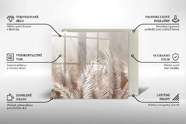 Sklo za varnou desku Boho vegetační listy