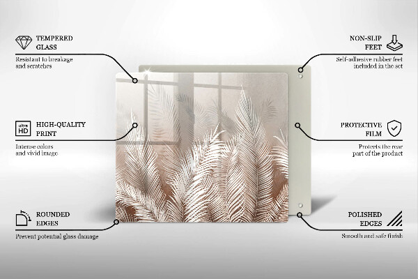 Sklo za varnou desku Boho vegetační listy