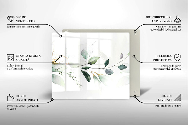 Sklo za varnou desku Akvarel listy