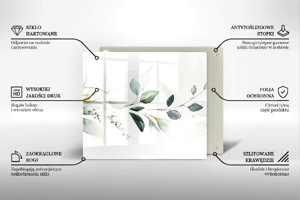 Sklo za varnou desku Akvarel listy