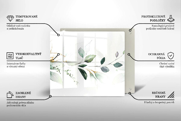 Sklo za varnou desku Akvarel listy
