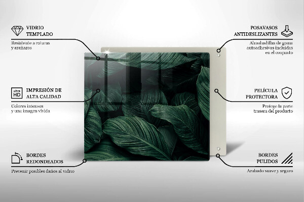 Sklo za varnou desku Tmavé listy