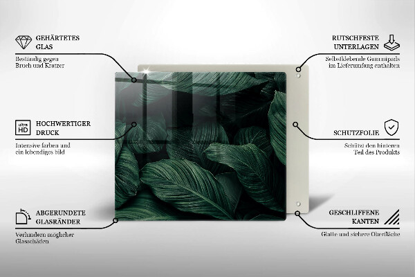 Sklo za varnou desku Tmavé listy