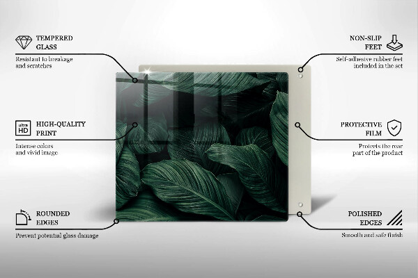 Sklo za varnou desku Tmavé listy