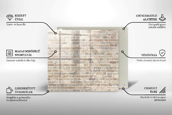 Sklo za varnou desku Světlá cihlová zeď