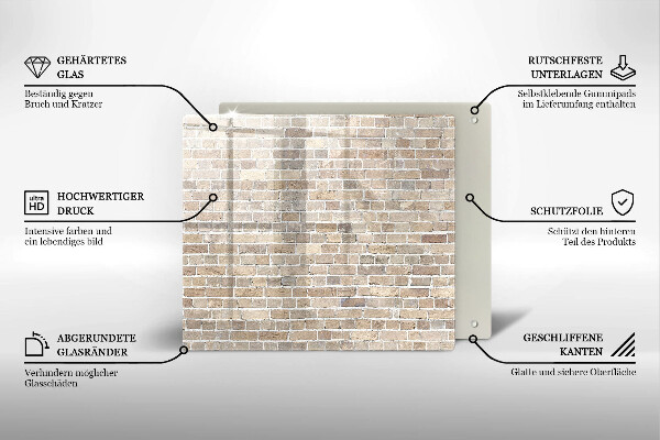 Sklo za varnou desku Světlá cihlová zeď