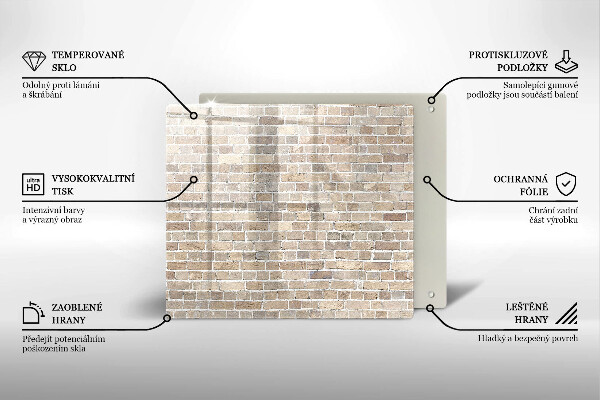 Sklo za varnou desku Světlá cihlová zeď