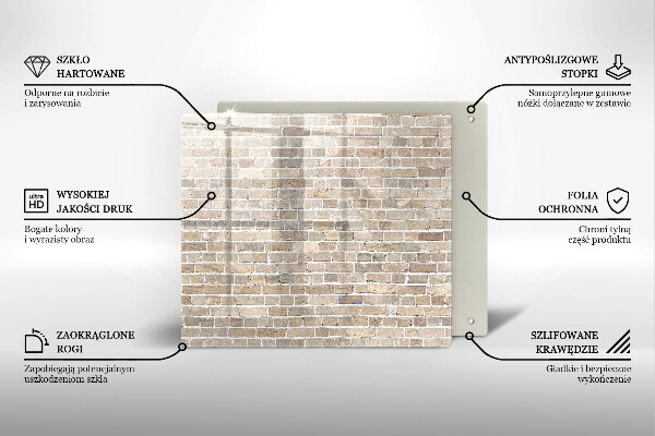 Sklo za varnou desku Světlá cihlová zeď