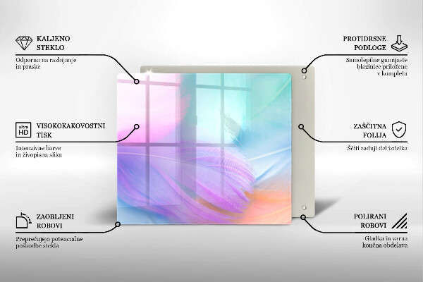 Sklo za varnou desku Pastelové peří