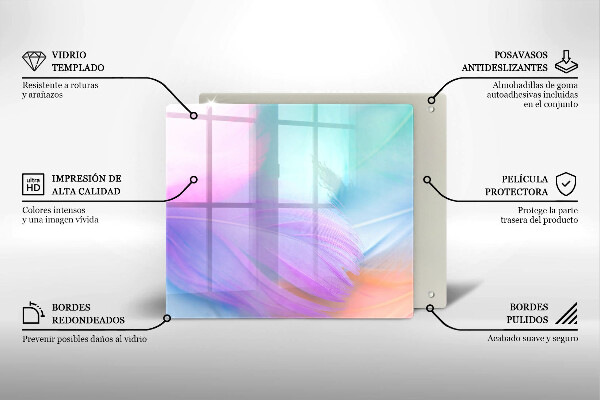 Sklo za varnou desku Pastelové peří