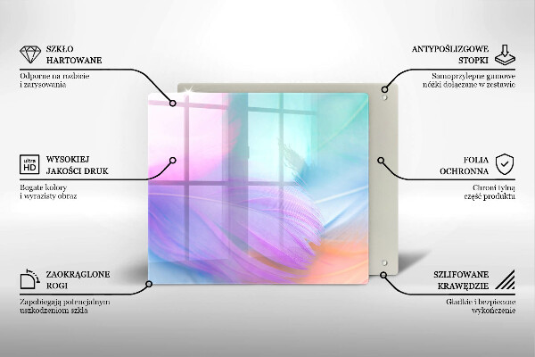 Sklo za varnou desku Pastelové peří