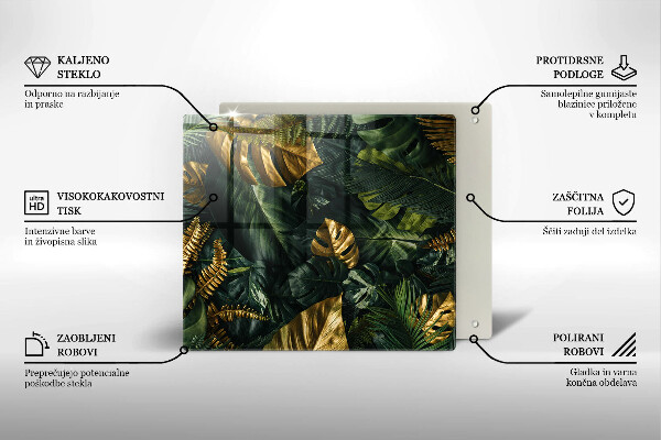 Sklo za varnou desku Listy zlaté monstery