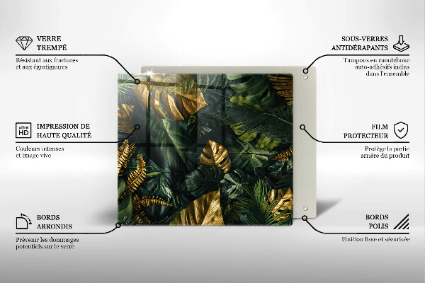 Sklo za varnou desku Listy zlaté monstery