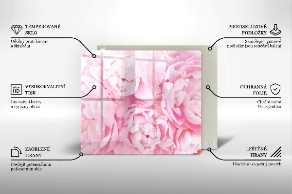 Sklo za varnou desku Jemné pivoňky