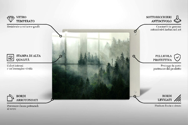 Sklo za varnou desku Zamlžená lesní krajina
