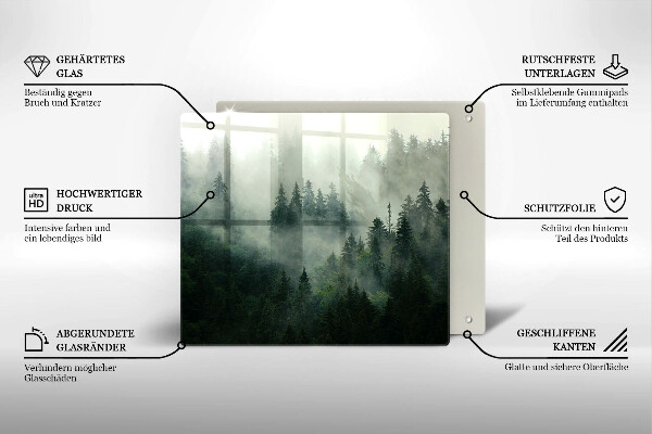 Sklo za varnou desku Zamlžená lesní krajina