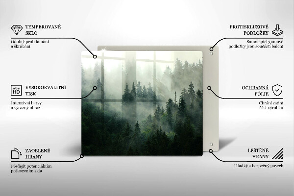 Sklo za varnou desku Zamlžená lesní krajina