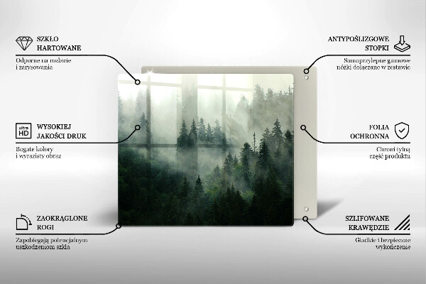 Sklo za varnou desku Zamlžená lesní krajina