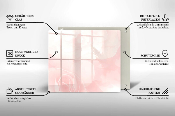 Sklo za varnou desku Pozadí pastelových růží