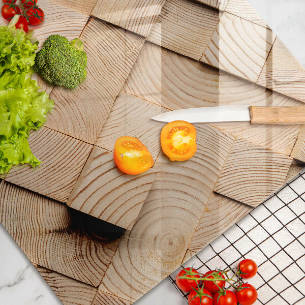 Skleněná deska za sporák Dřevěné čtverce