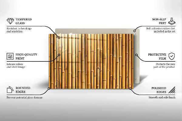 Skleněná deska za sporák Přírodní boho bambus