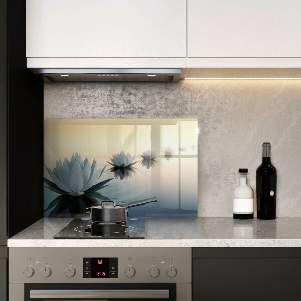 Skleněná deska za sporák Květy lilie na vodě