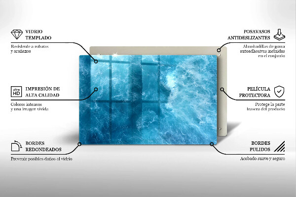 Skleněná deska za sporák Modrá voda