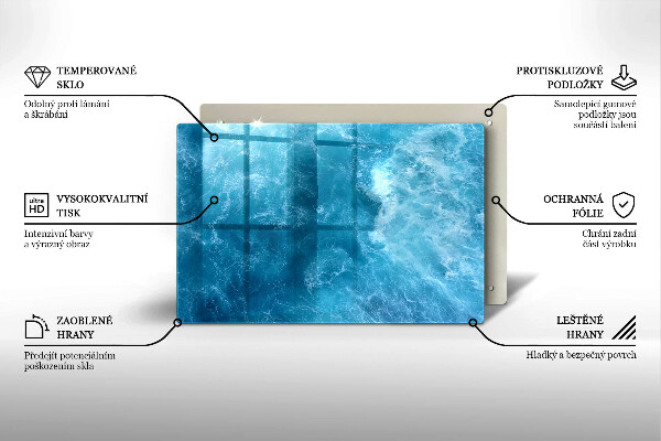 Skleněná deska za sporák Modrá voda