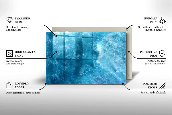 Skleněná deska za sporák Modrá voda