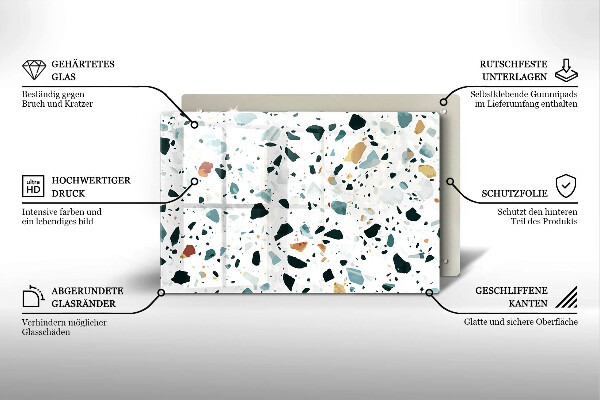 Skleněná deska za sporák Lehká kamenina