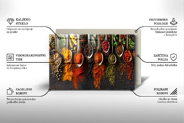 Skleněná deska za sporák Lžíce s kořením
