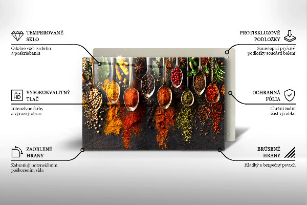 Skleněná deska za sporák Lžíce s kořením