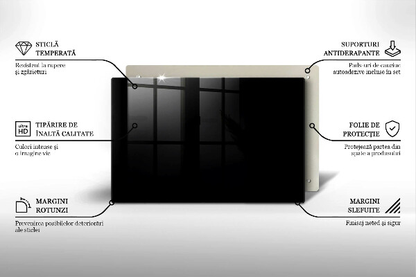 Skleněná deska za sporák Černá barva