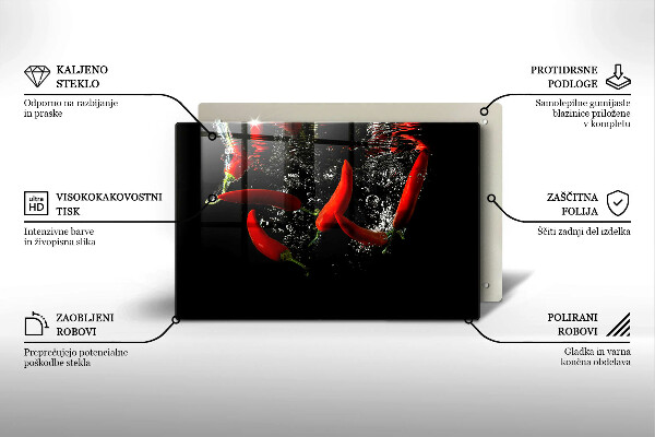 Skleněná deska za sporák Chilli papričky ve vodě