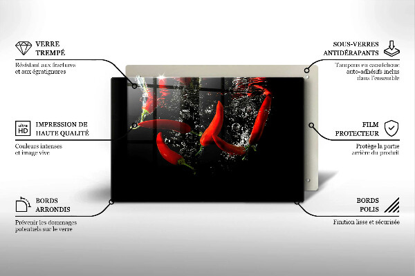Skleněná deska za sporák Chilli papričky ve vodě