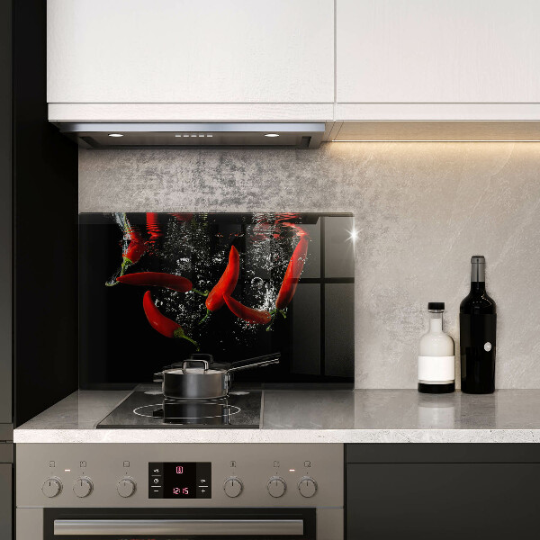 Skleněná deska za sporák Chilli papričky ve vodě