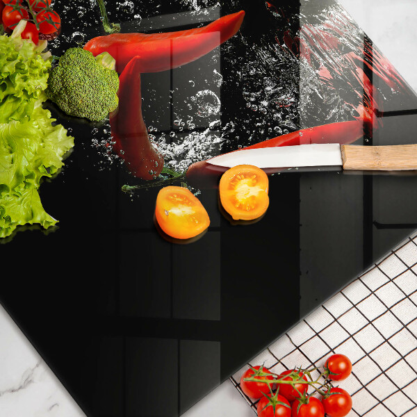 Skleněná deska za sporák Chilli papričky ve vodě