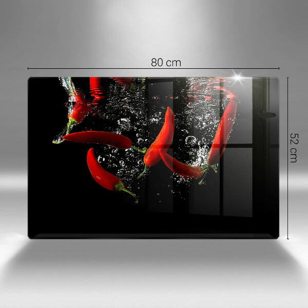 Skleněná deska za sporák Chilli papričky ve vodě