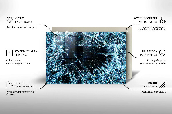 Skleněná deska za sporák Struktura ostrého ledu