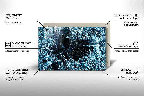 Skleněná deska za sporák Struktura ostrého ledu