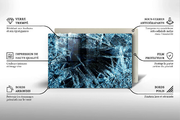 Skleněná deska za sporák Struktura ostrého ledu