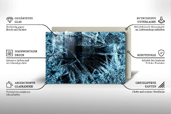 Skleněná deska za sporák Struktura ostrého ledu