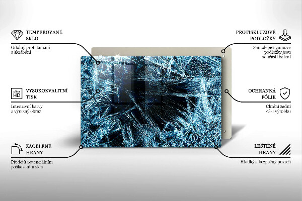 Skleněná deska za sporák Struktura ostrého ledu