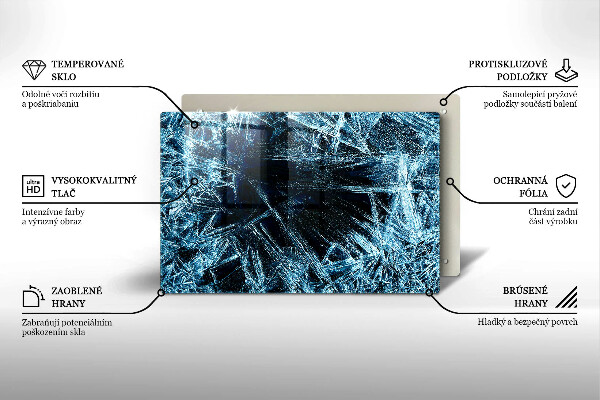 Skleněná deska za sporák Struktura ostrého ledu