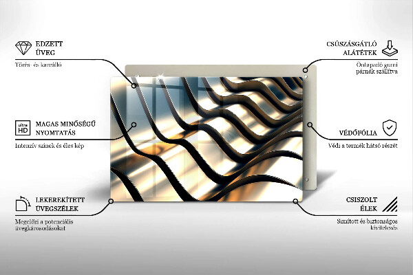 Skleněná deska za sporák 3D kovové tvary