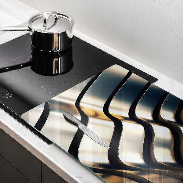 Skleněná deska za sporák 3D kovové tvary