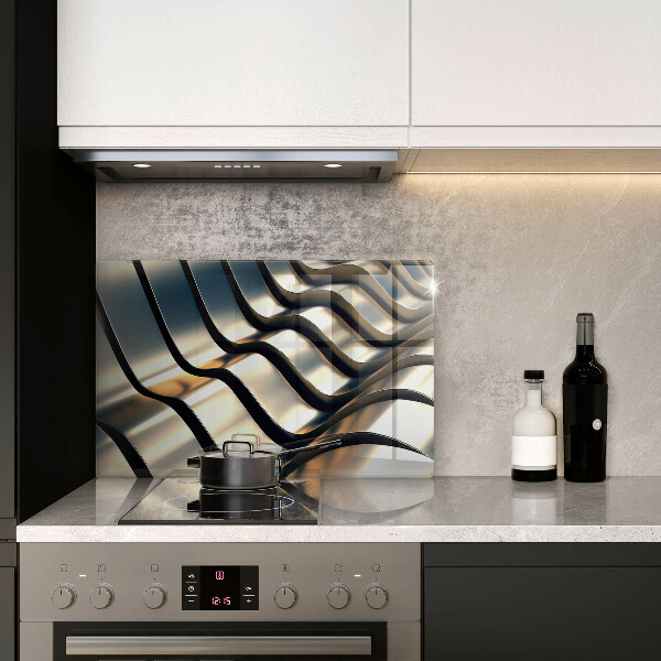 Skleněná deska za sporák 3D kovové tvary