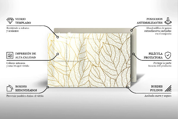 Skleněná deska za sporák Line-art listy vzor